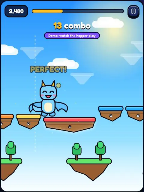 The baby dragon hopping on the beat with a 13 combo